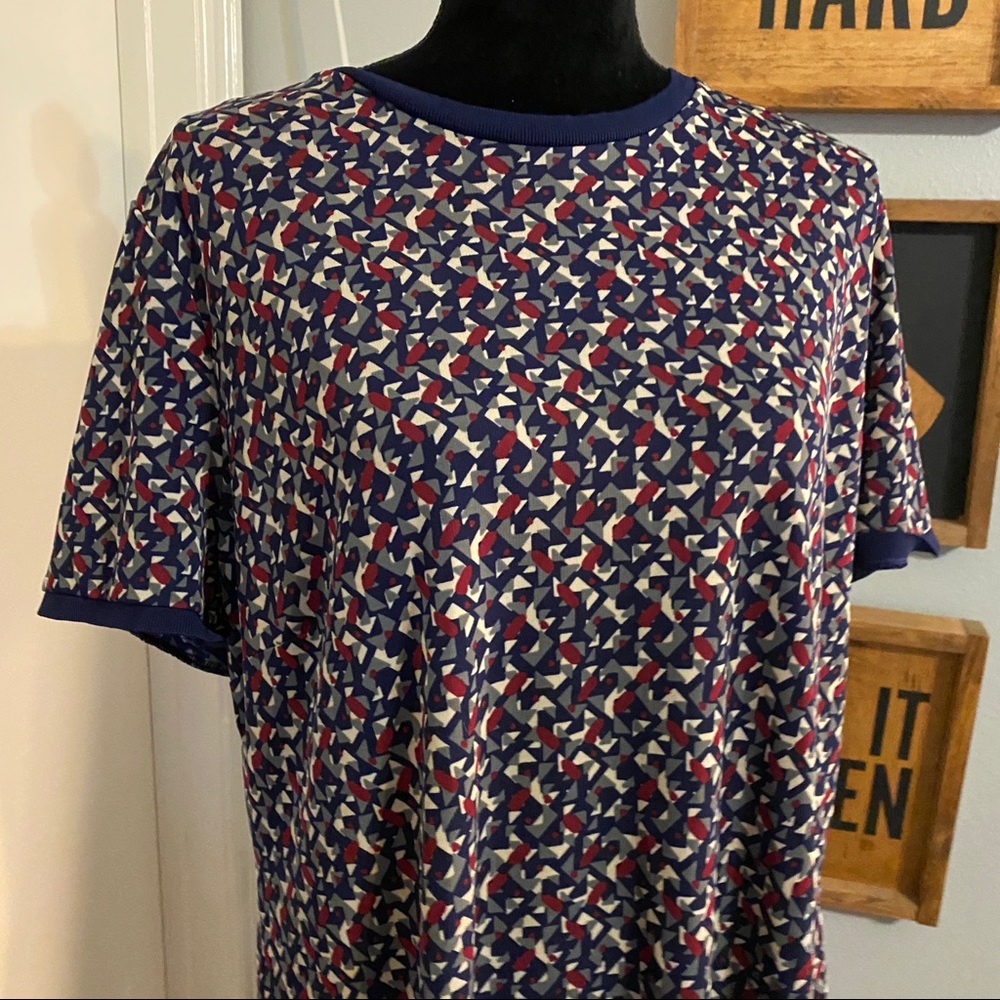 NWOT Lauren Ralph Lauren Blue Maroon Pattern Top